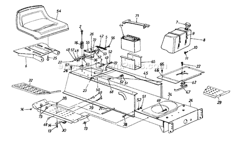 Page H Diagram and Parts List for 13AM672G088 TMO-3103203 -1997 Yard Machines Lawn Tractor